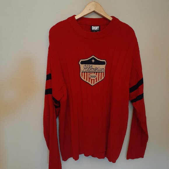 Rear vintage DKNY Relaxed  Heavy Cotton Sweater - Picture 1 of 9